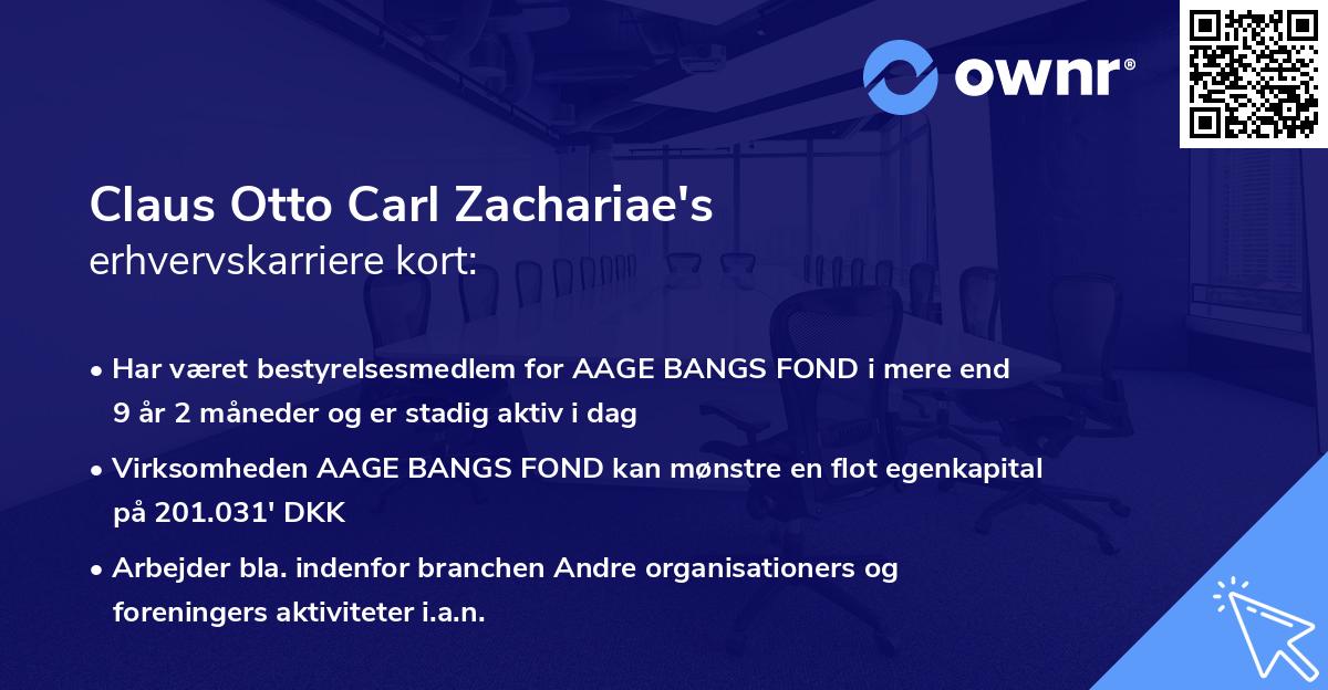 Claus Otto Carl Zachariae's erhvervskarriere kort