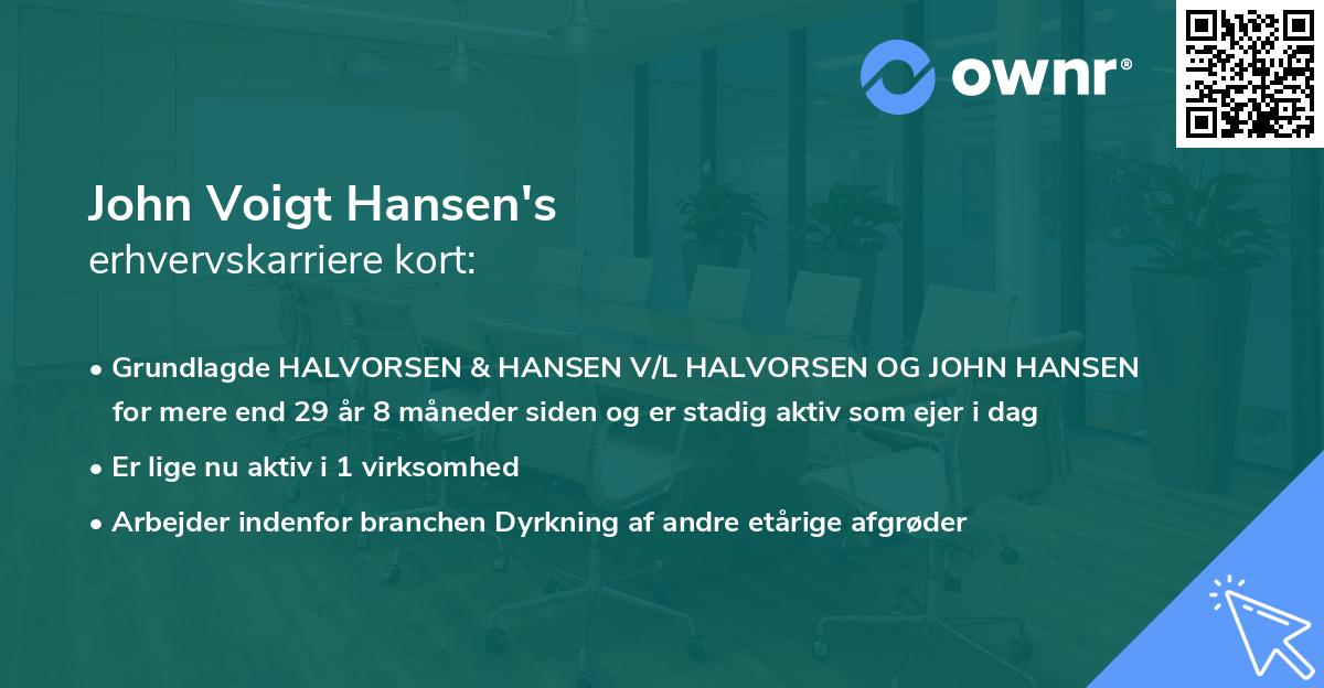 John Voigt Hansen's erhvervskarriere kort