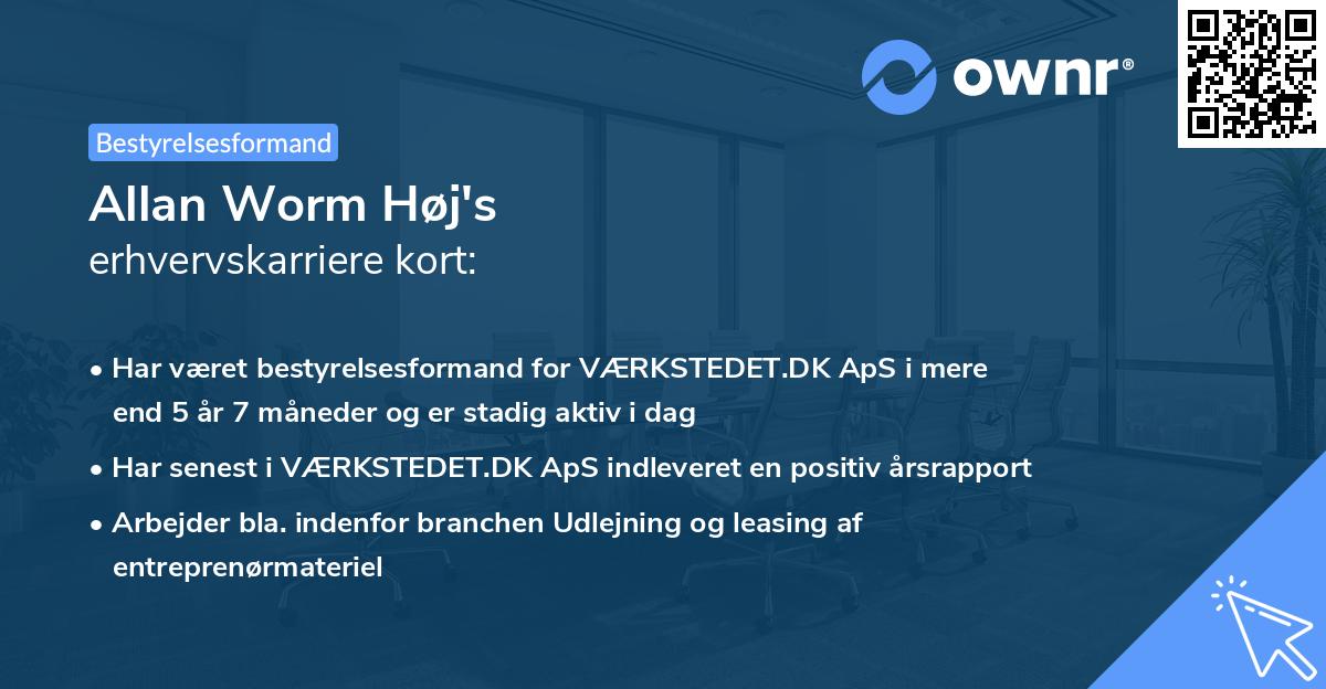 Allan Worm Høj's erhvervskarriere kort