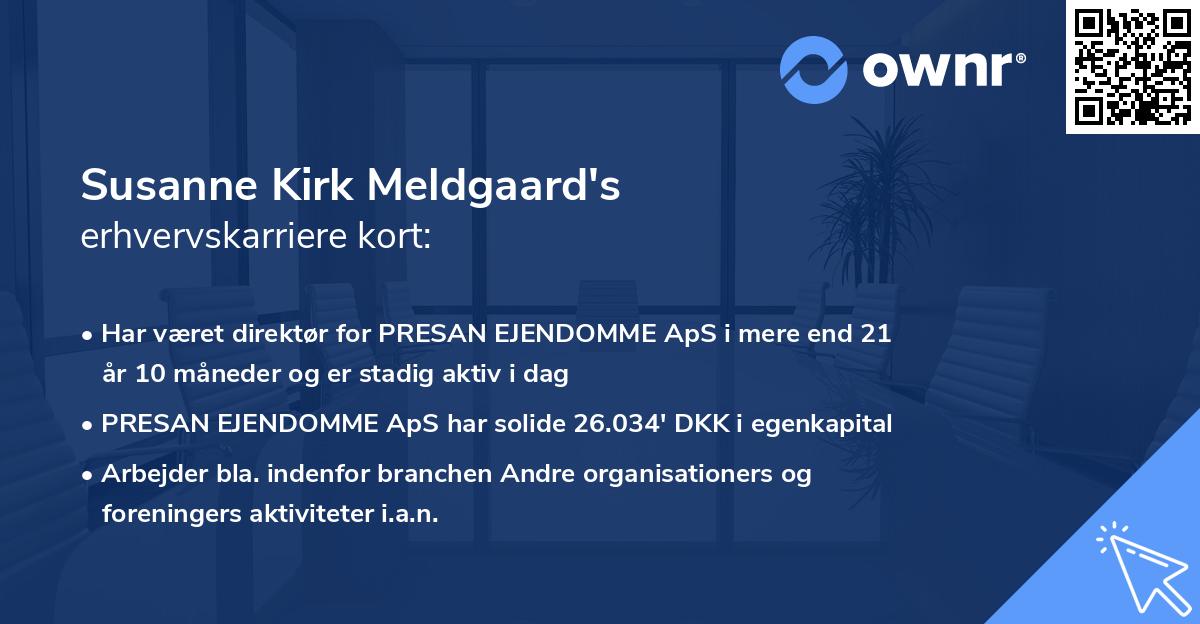 Susanne Kirk Meldgaard's erhvervskarriere kort
