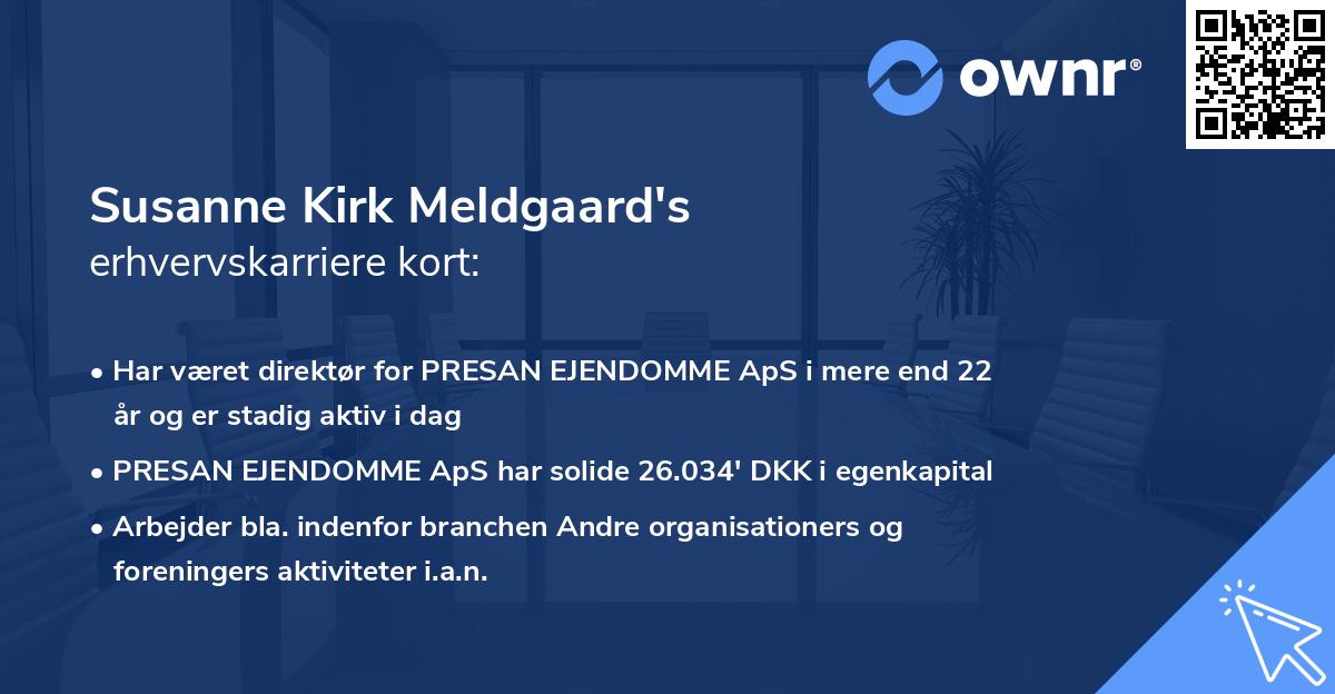 Susanne Kirk Meldgaard's erhvervskarriere kort
