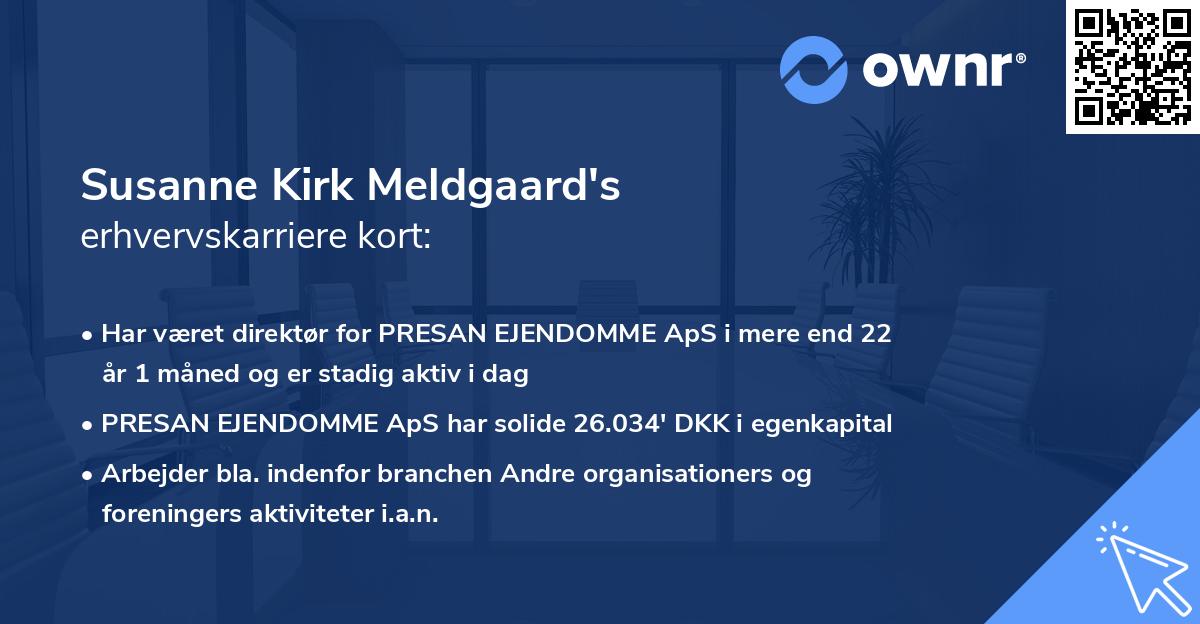 Susanne Kirk Meldgaard's erhvervskarriere kort