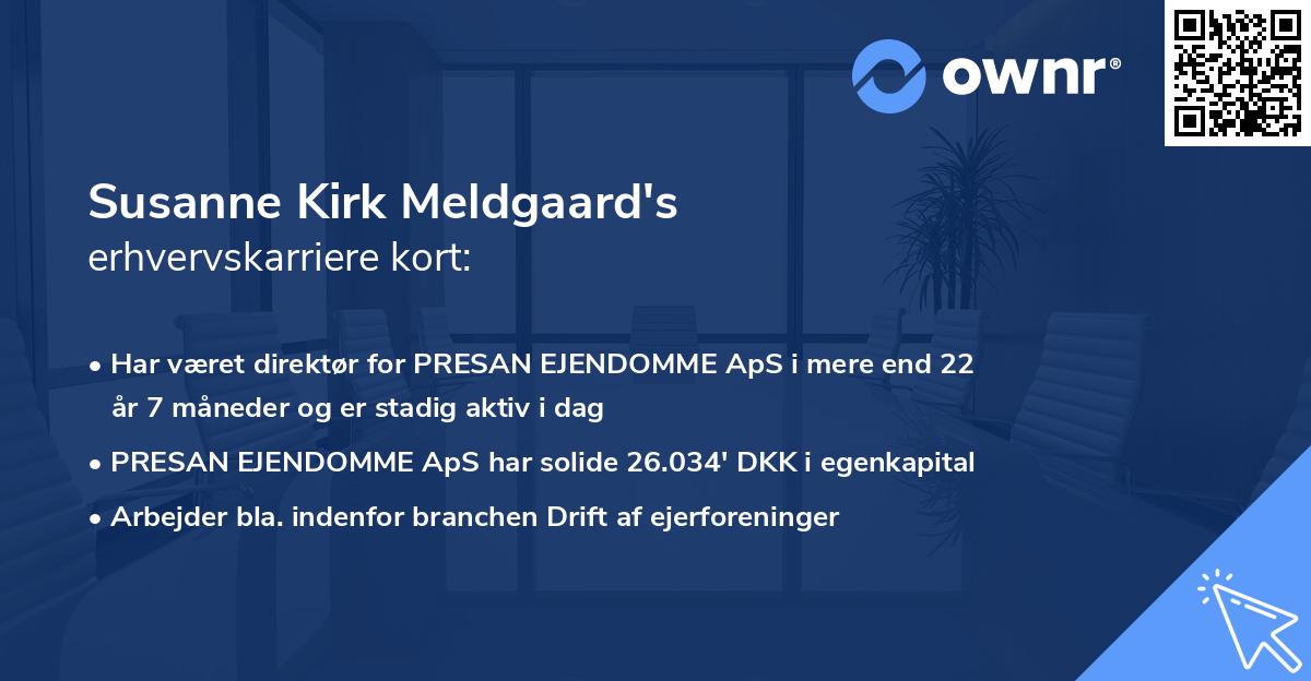 Susanne Kirk Meldgaard's erhvervskarriere kort