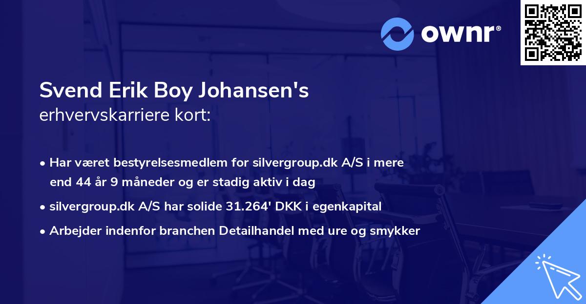 Svend Erik Boy Johansen's erhvervskarriere kort