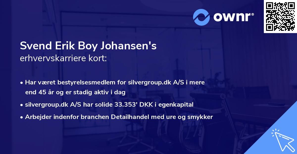 Svend Erik Boy Johansen's erhvervskarriere kort