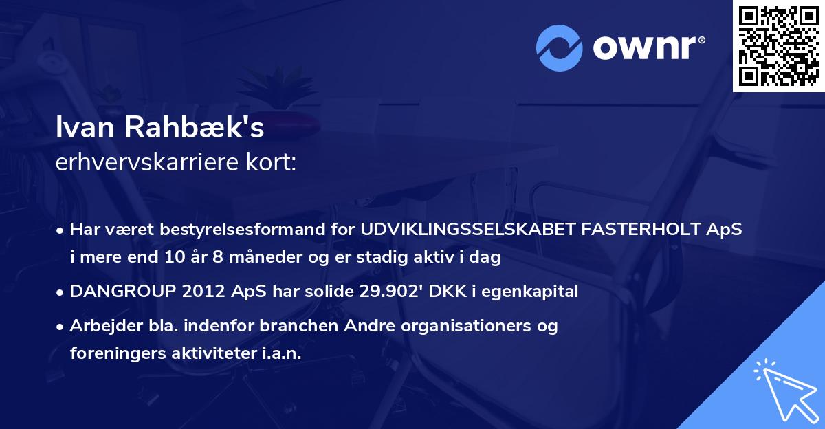 Ivan Rahbæk's erhvervskarriere kort
