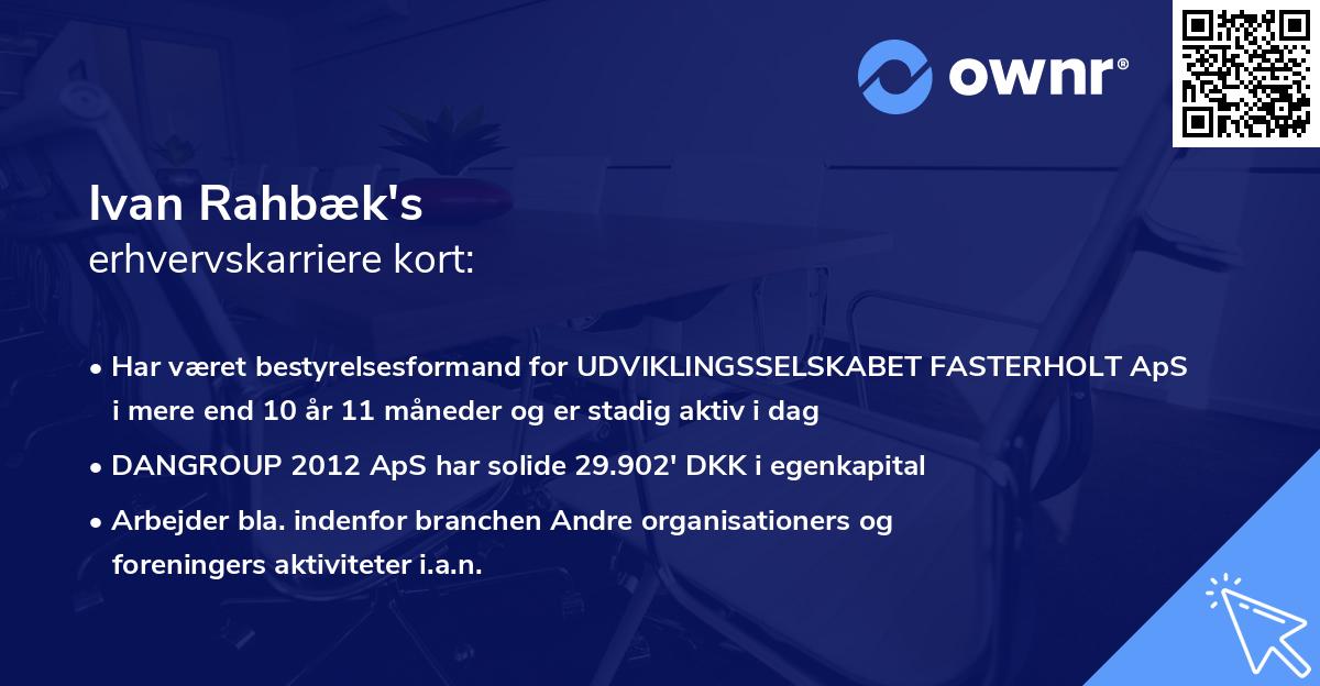 Ivan Rahbæk's erhvervskarriere kort