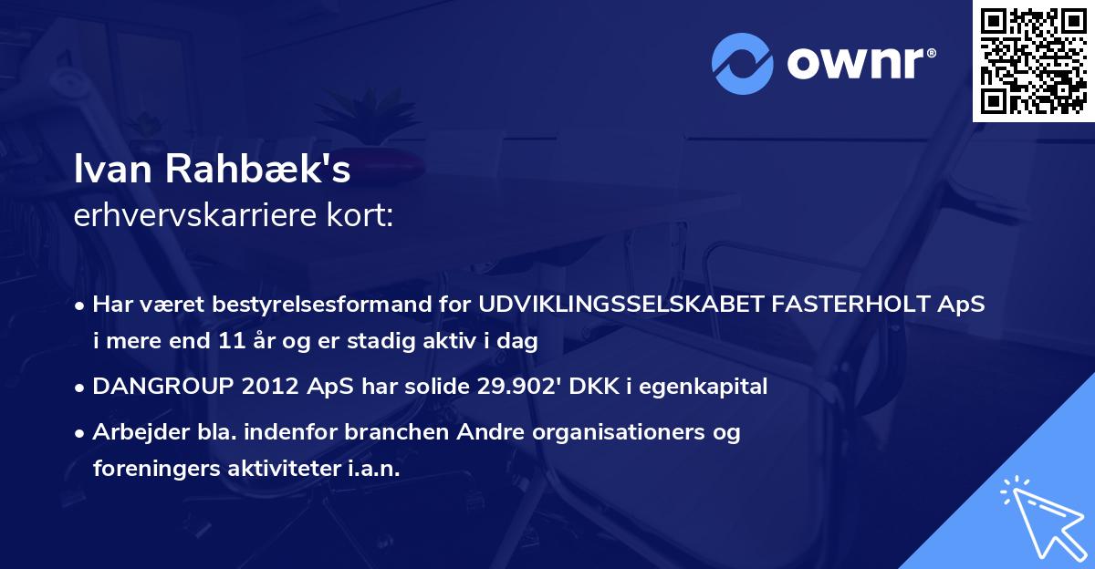 Ivan Rahbæk's erhvervskarriere kort
