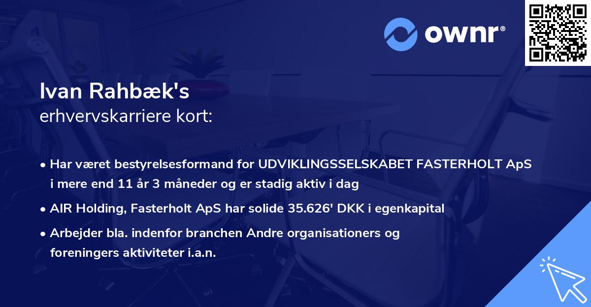 Ivan Rahbæk's erhvervskarriere kort
