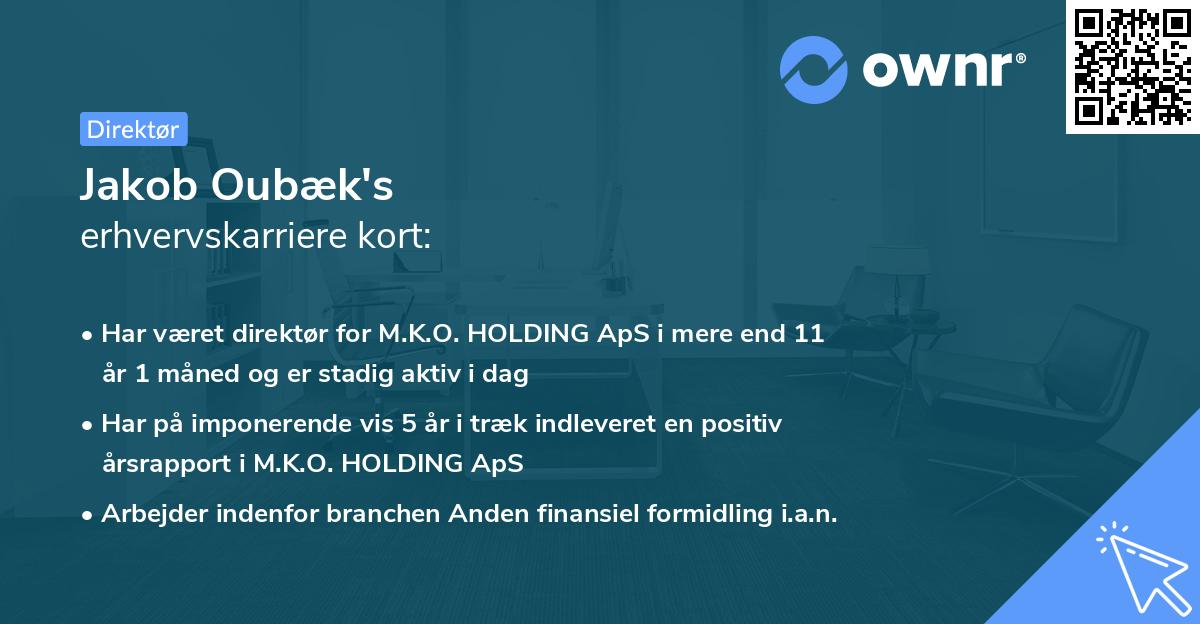 Jakob Oubæk's erhvervskarriere kort