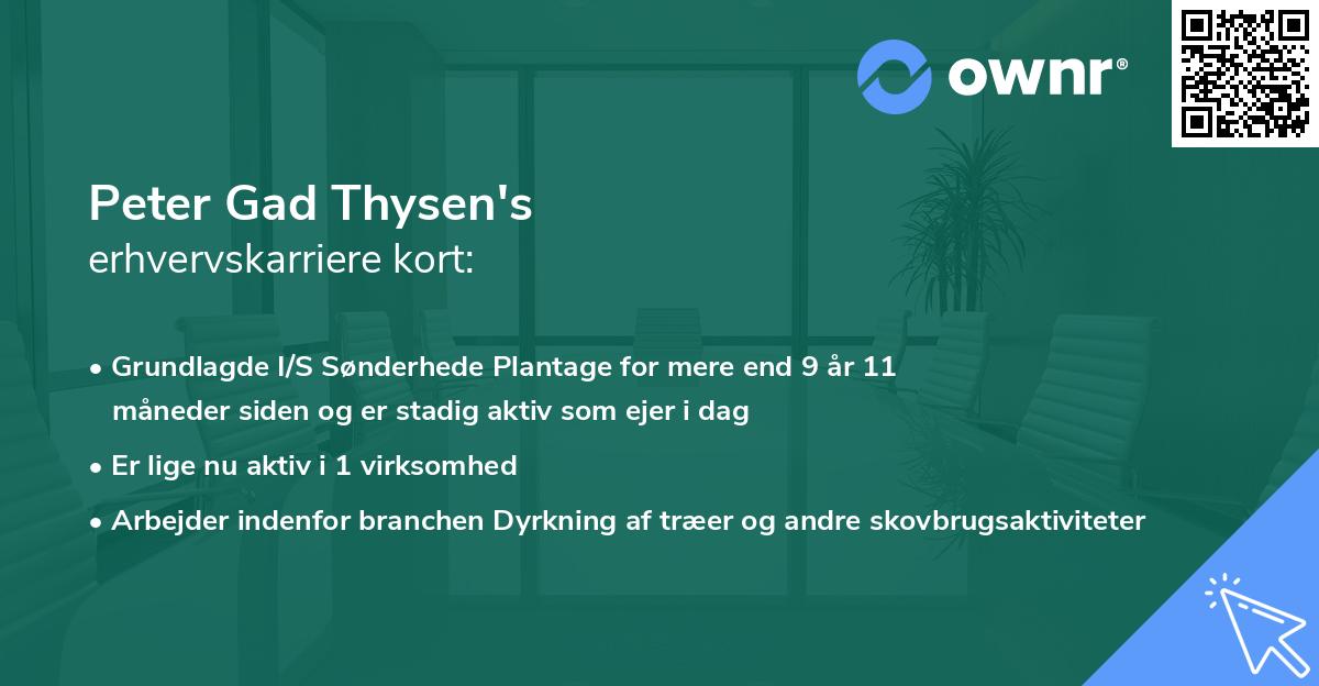 Peter Gad Thysen's erhvervskarriere kort