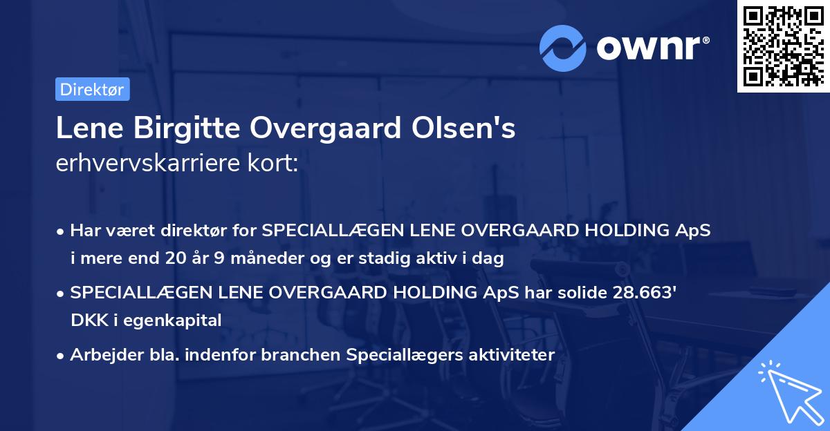 Lene Birgitte Overgaard Olsen's erhvervskarriere kort