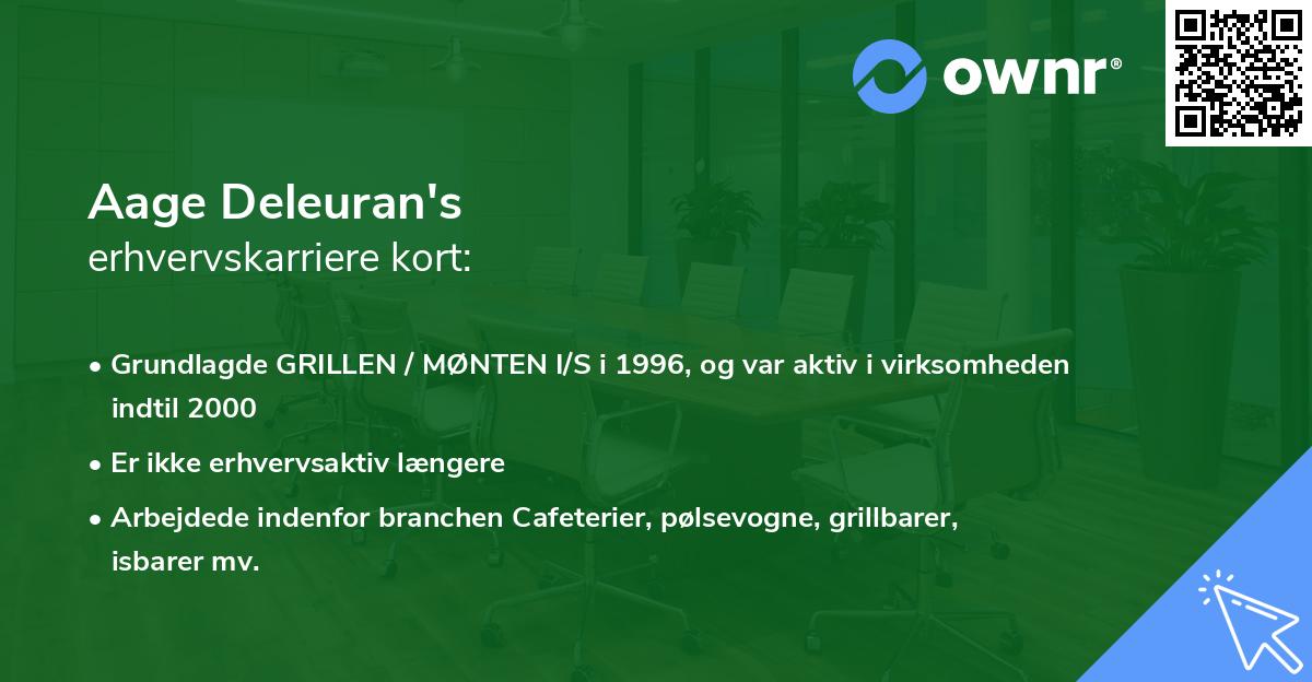Aage Deleuran's erhvervskarriere kort