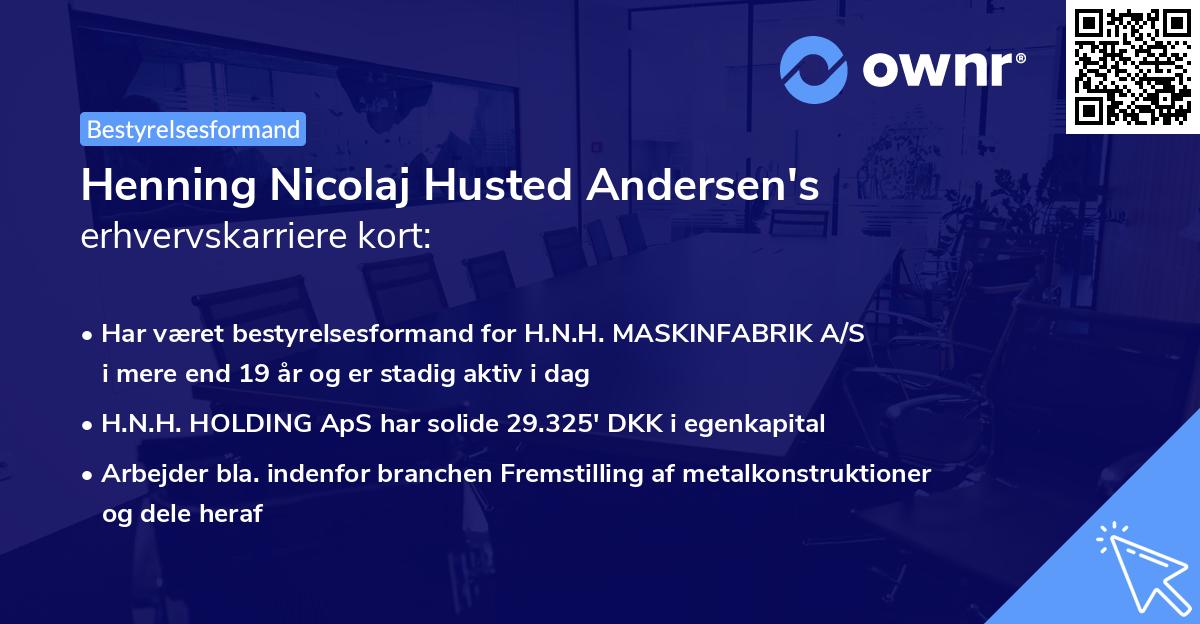 Henning Nicolaj Husted Andersen's erhvervskarriere kort