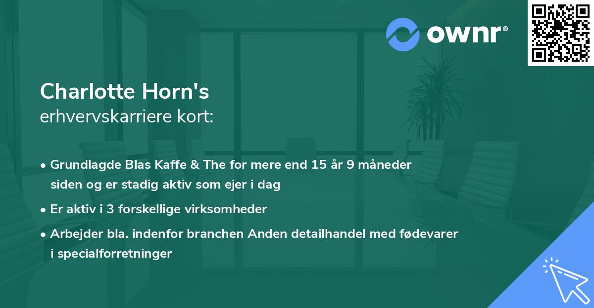 Charlotte Horn's erhvervskarriere kort