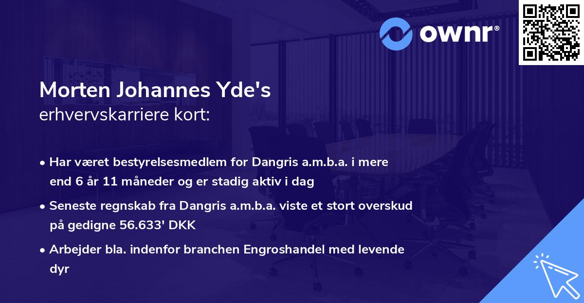 Morten Johannes Yde's erhvervskarriere kort