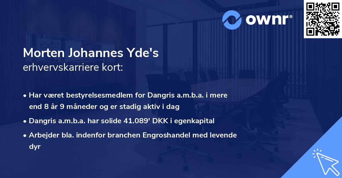 Morten Johannes Yde's erhvervskarriere kort