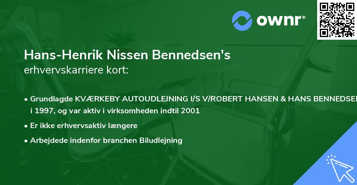 Hans-Henrik Nissen Bennedsen's erhvervskarriere kort