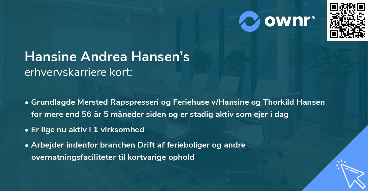 Hansine Andrea Hansen's erhvervskarriere kort