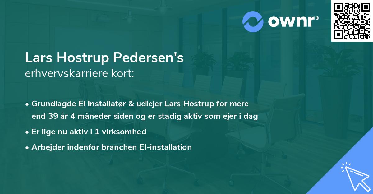 Lars Hostrup Pedersen's erhvervskarriere kort