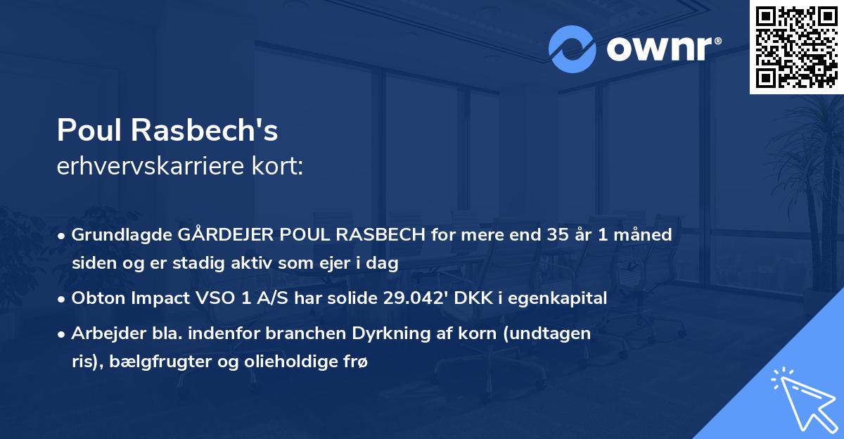 Poul Rasbech's erhvervskarriere kort