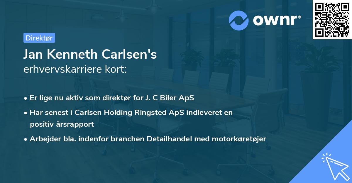 Jan Kenneth Carlsen's erhvervskarriere kort