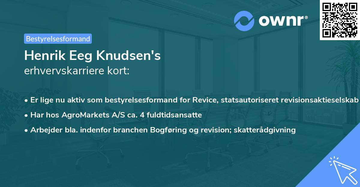 Henrik Eeg Knudsen's erhvervskarriere kort