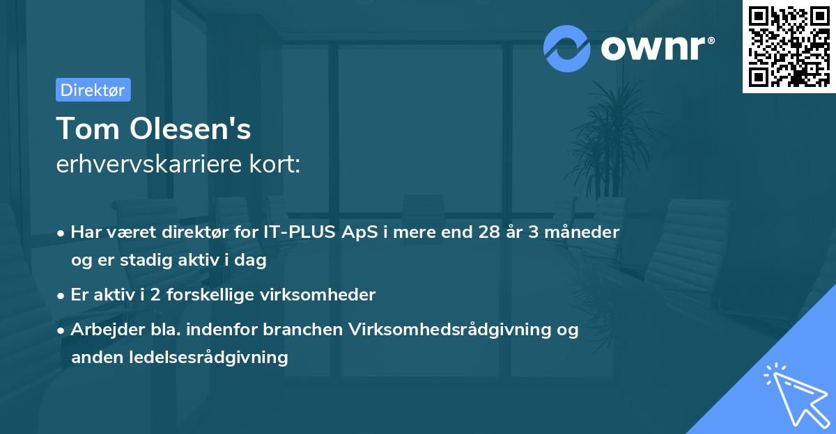 Tom Olesen's erhvervskarriere kort