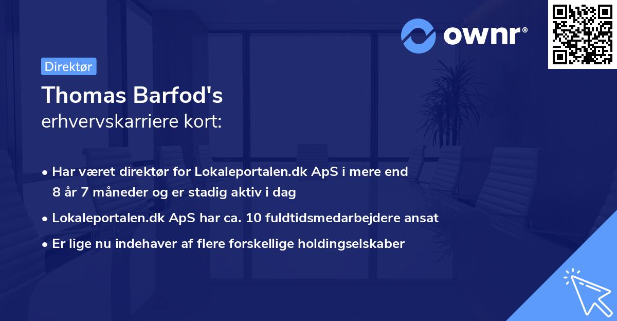 Thomas Barfod's erhvervskarriere kort