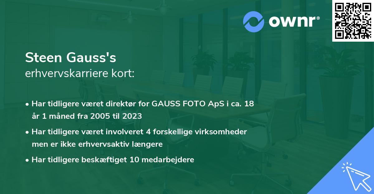 Steen Gauss's erhvervskarriere kort