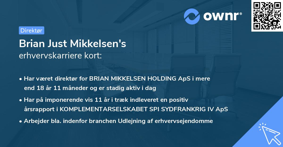 Brian Just Mikkelsen's erhvervskarriere kort