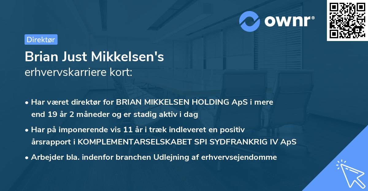 Brian Just Mikkelsen's erhvervskarriere kort