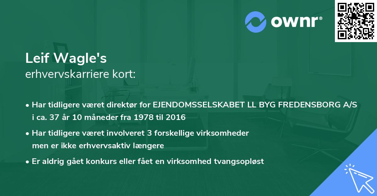 Leif Wagle's erhvervskarriere kort