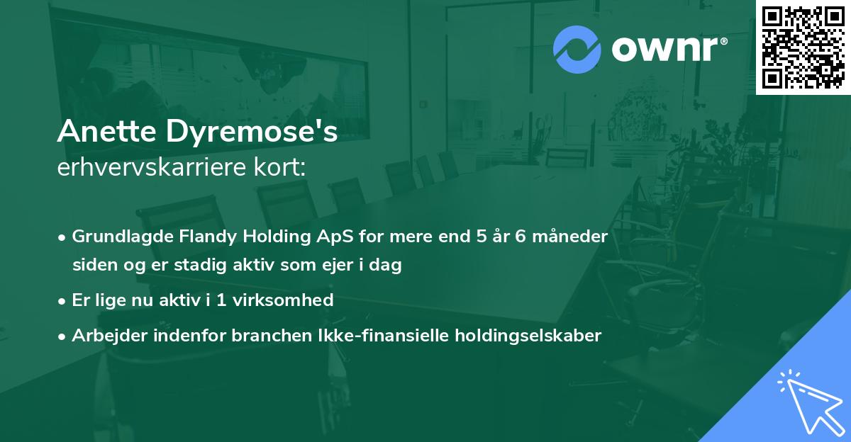 Anette Dyremose's erhvervskarriere kort