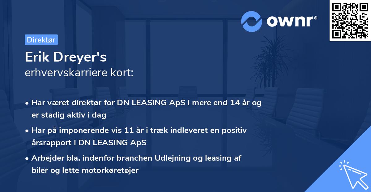 Erik Dreyer's erhvervskarriere kort