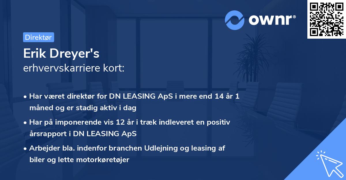 Erik Dreyer's erhvervskarriere kort