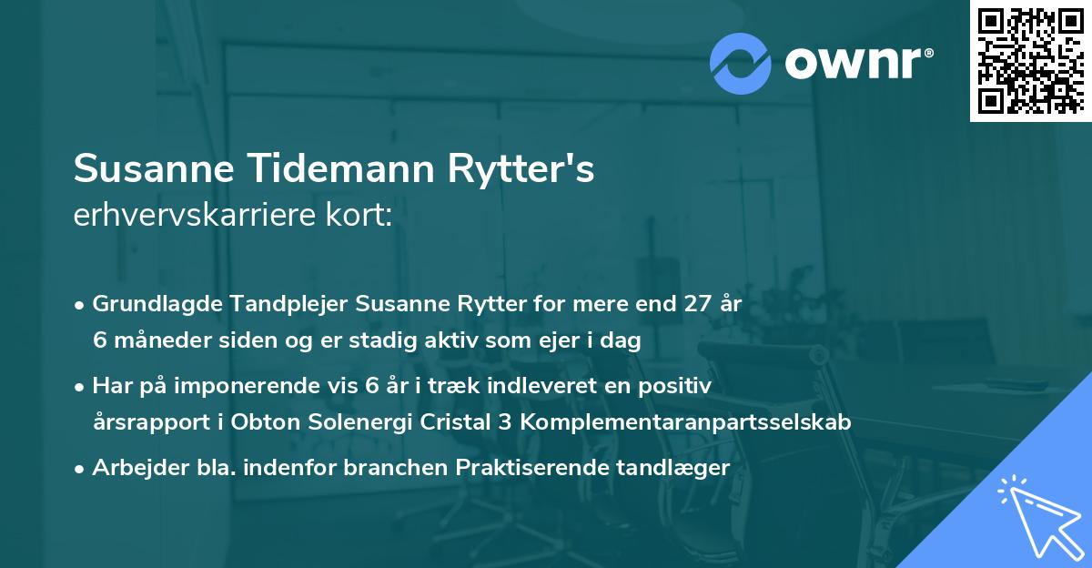 Susanne Tidemann Rytter's erhvervskarriere kort