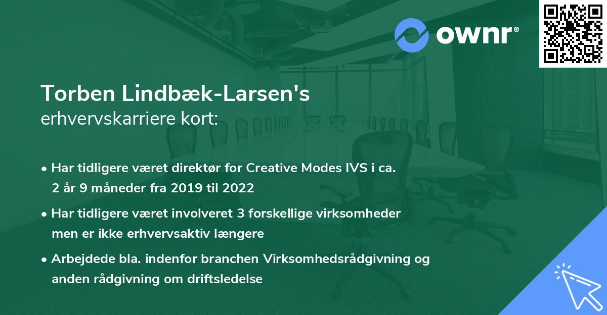 Torben Lindbæk-Larsen's erhvervskarriere kort