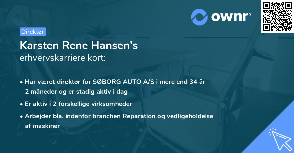 Karsten Rene Hansen's erhvervskarriere kort