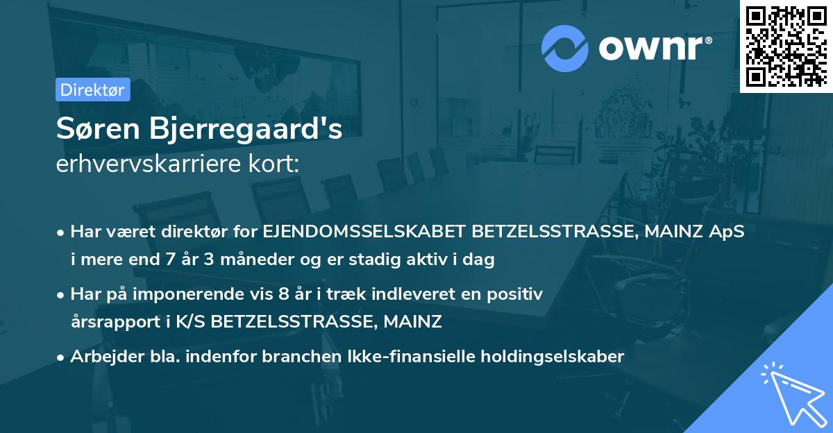 Søren Bjerregaard's erhvervskarriere kort