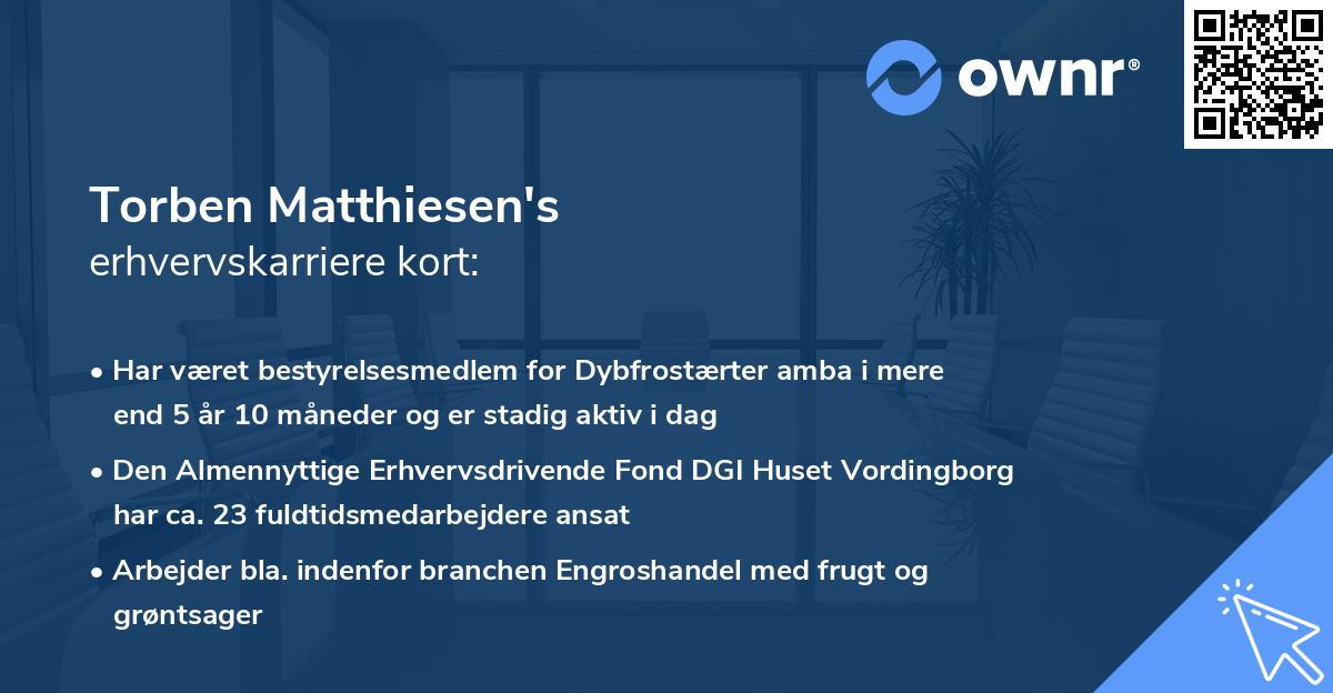 Torben Matthiesen's erhvervskarriere kort