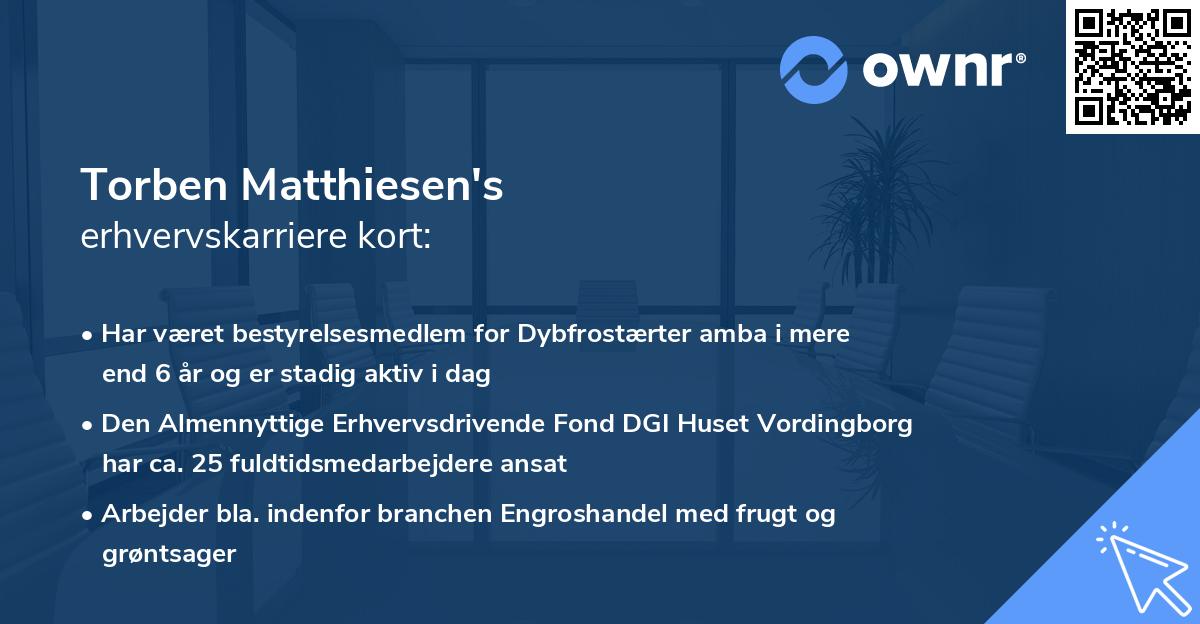 Torben Matthiesen's erhvervskarriere kort