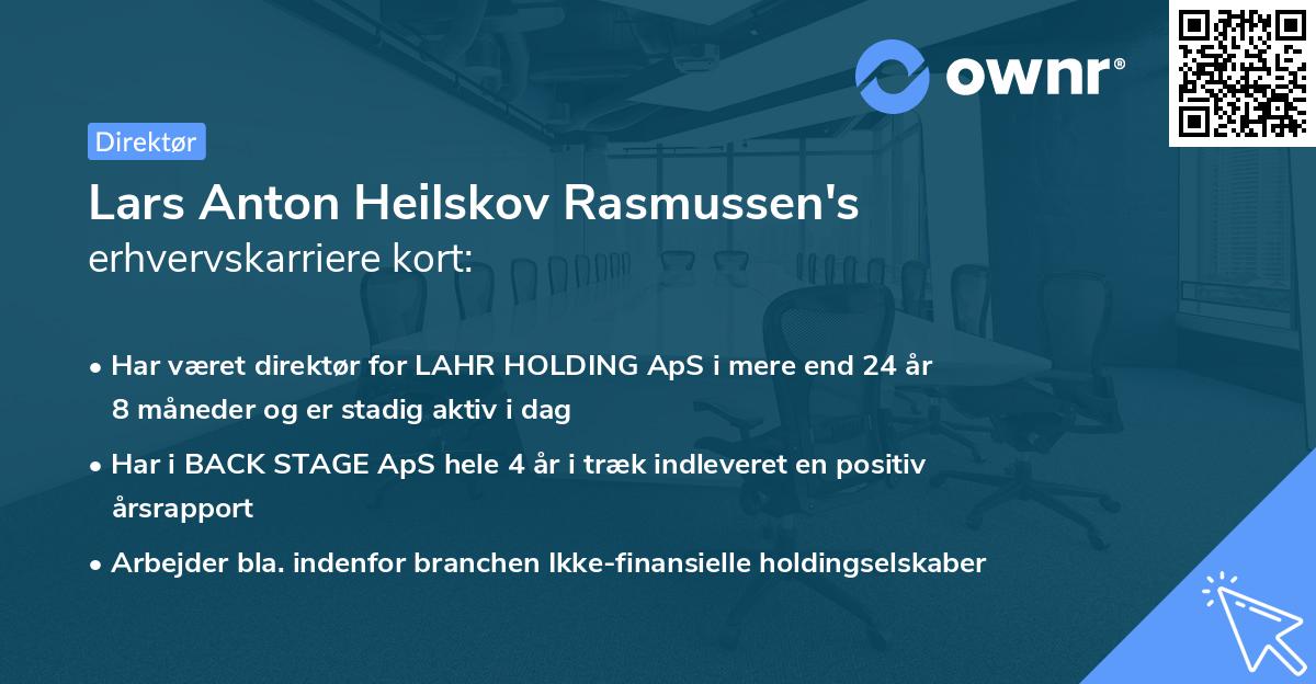Lars Anton Heilskov Rasmussen's erhvervskarriere kort
