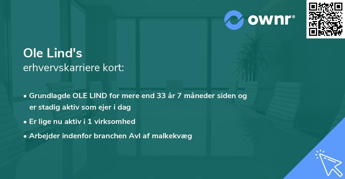 Ole Lind's erhvervskarriere kort