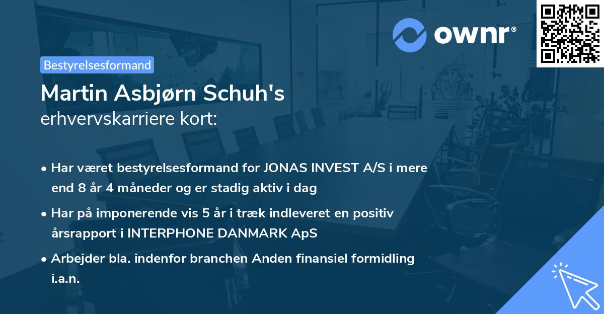 Martin Asbjørn Schuh's erhvervskarriere kort
