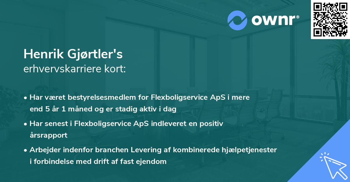 Henrik Gjørtler's erhvervskarriere kort