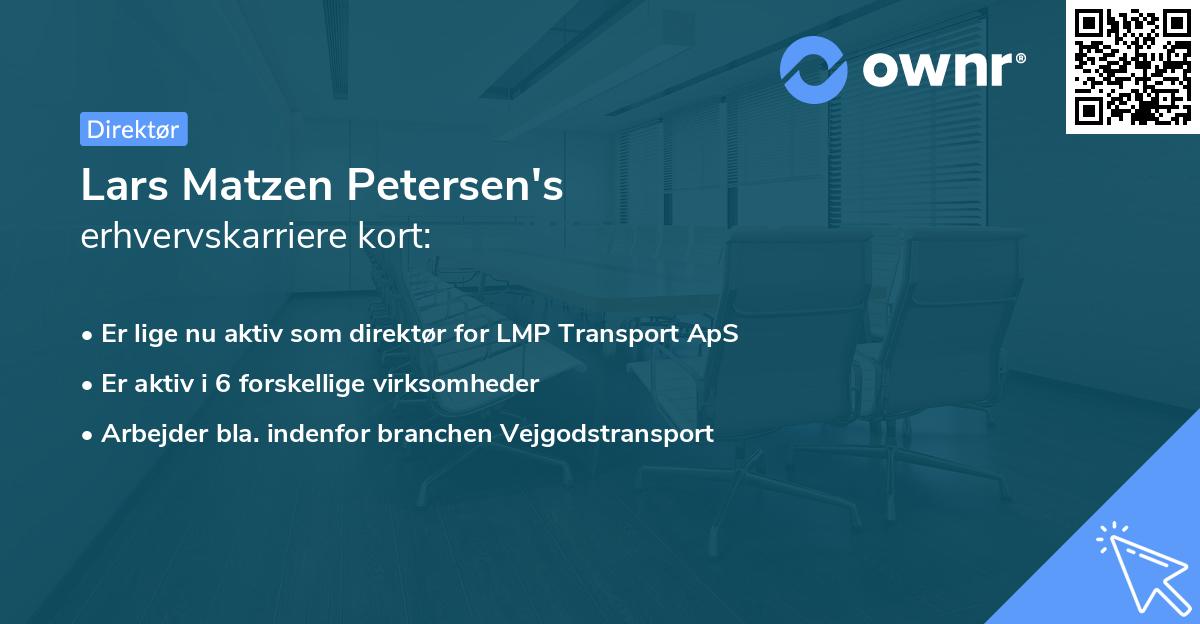 Lars Matzen Petersen's erhvervskarriere kort