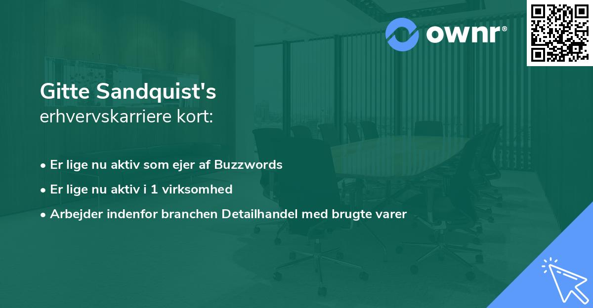 Gitte Sandquist's erhvervskarriere kort