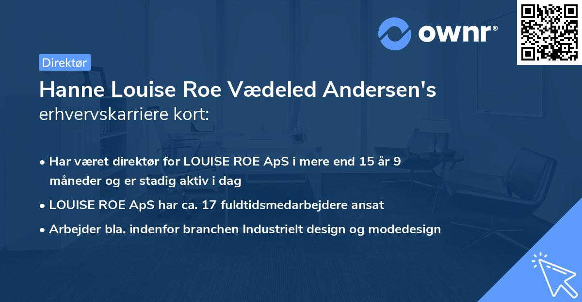 Hanne Louise Roe Vædeled Andersen's erhvervskarriere kort