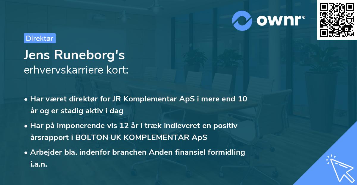 Jens Runeborg's erhvervskarriere kort